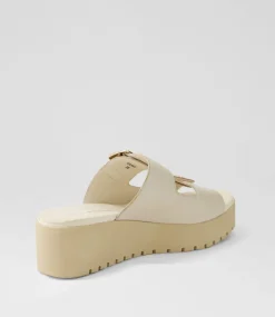 Oaxel Almond Leather Slides