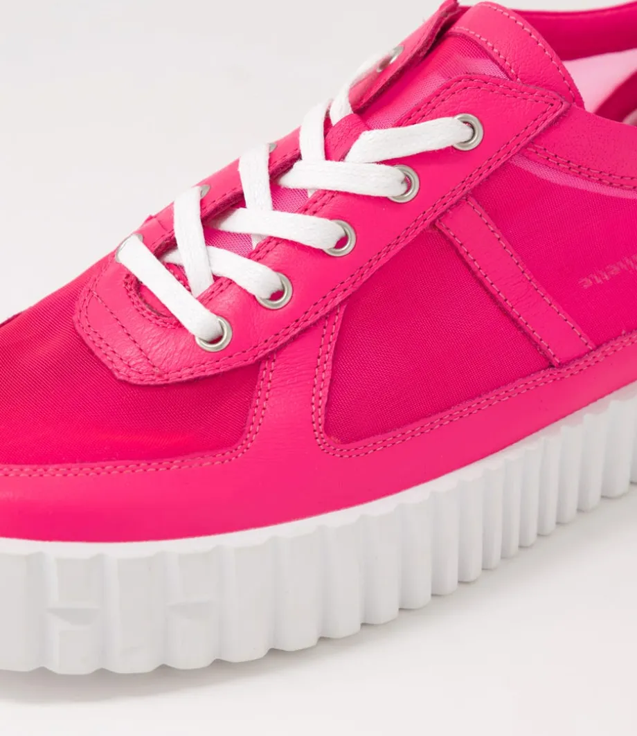 Obitta Hot Pink White Leather Mesh Sneakers