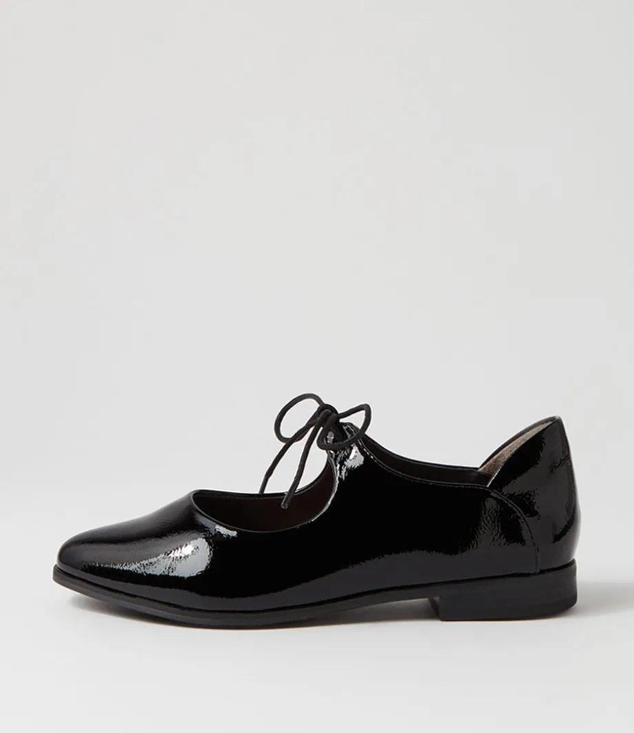 Oceany Xf Black Wrinkle Patent Flat Shoes