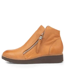 Ohmy Dark Tan Leather Wedge Boots Cs
