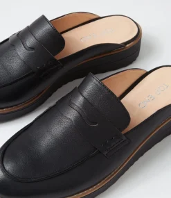 Olmm Black Leather Mules