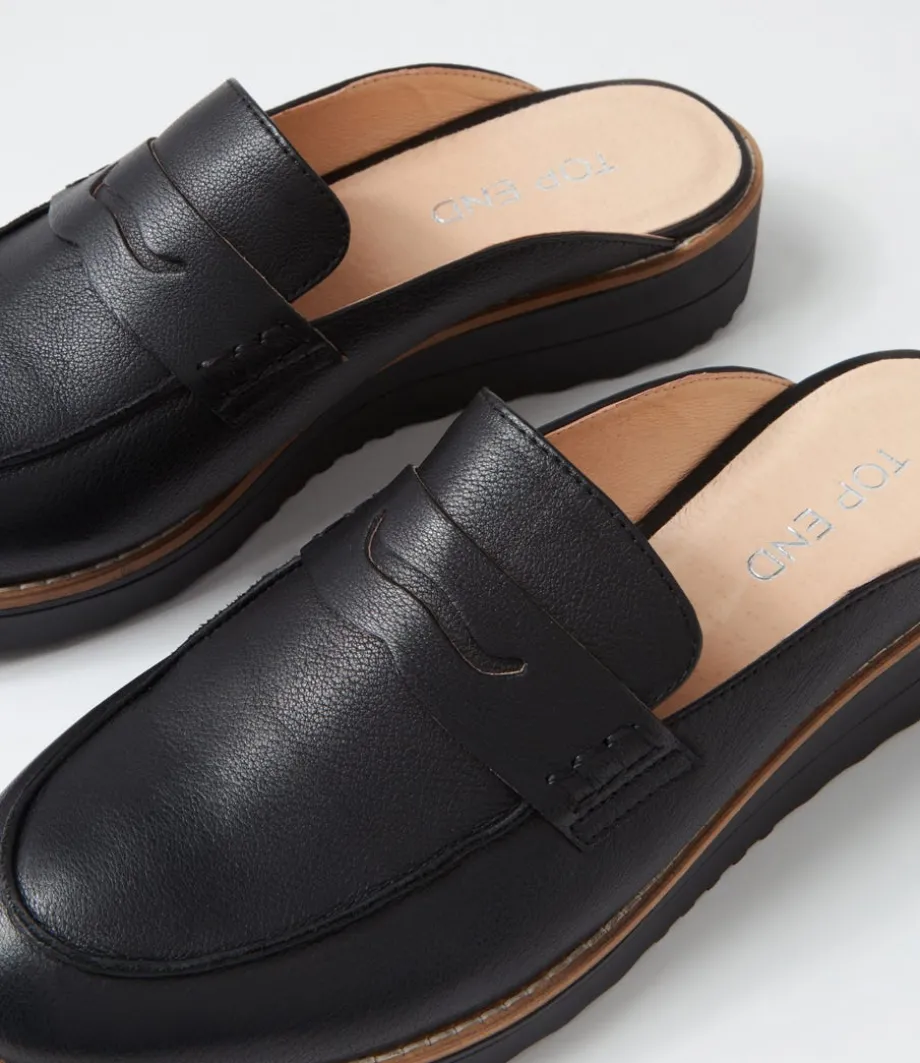 Olmm Black Leather Mules