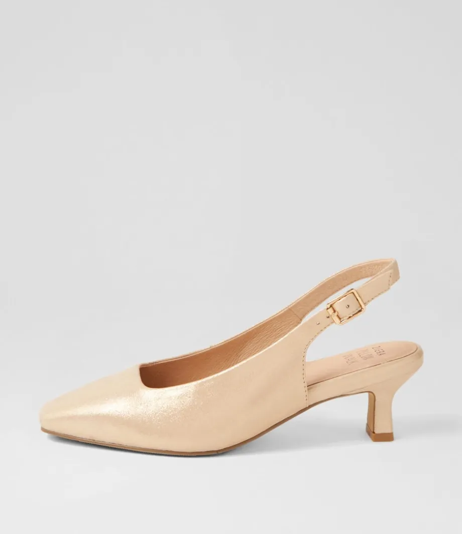 Oviedos Xw Gold Shimmer Leather Heels