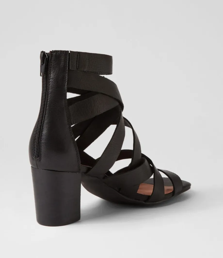 Paltic Black Leather Sandals