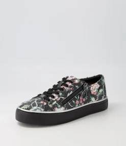 Pamela Xf Black Floral Leather Sneakers