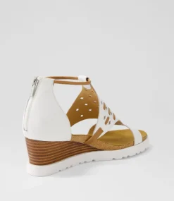 Pamilla W White Tan Leather Sandals