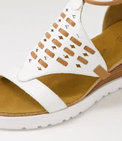 Pamilla W White Tan Leather Sandals