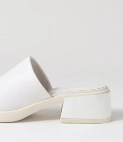 Parnee White Leather Mules