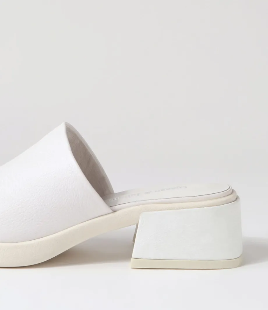Parnee White Leather Mules