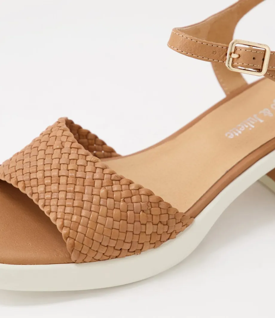 Pascha Tan Weave Leather Sandals Ws