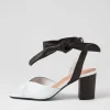 Pavoom White Black Leather Sandals