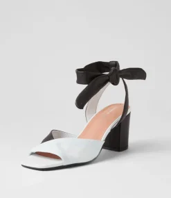 Pavoom White Black Leather Sandals