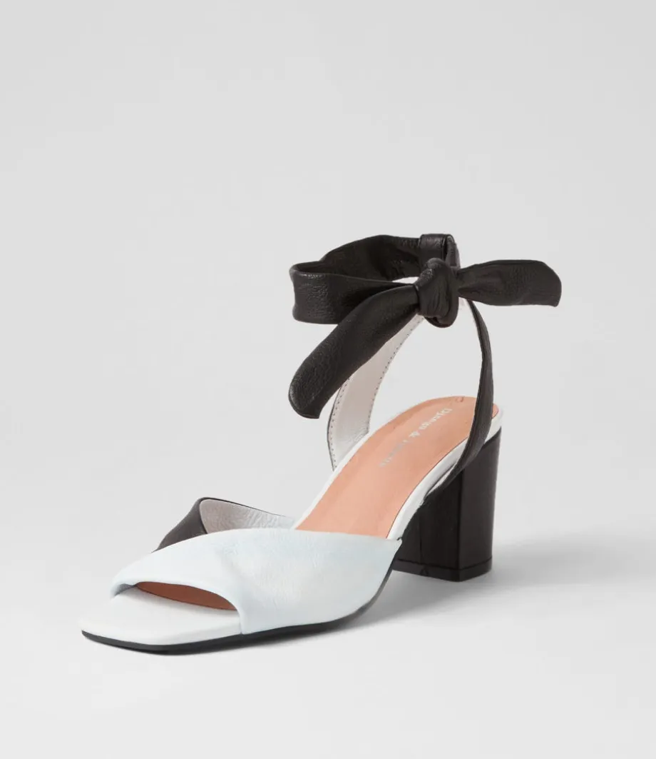 Pavoom White Black Leather Sandals