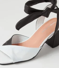 Pavoom White Black Leather Sandals