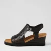 Perynn W Black Leather Sandals