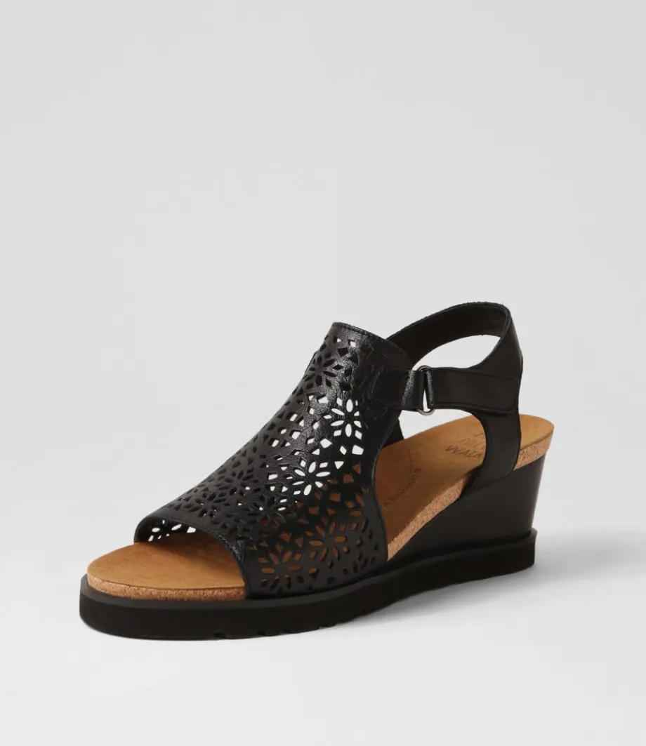 Perynn W Black Leather Sandals
