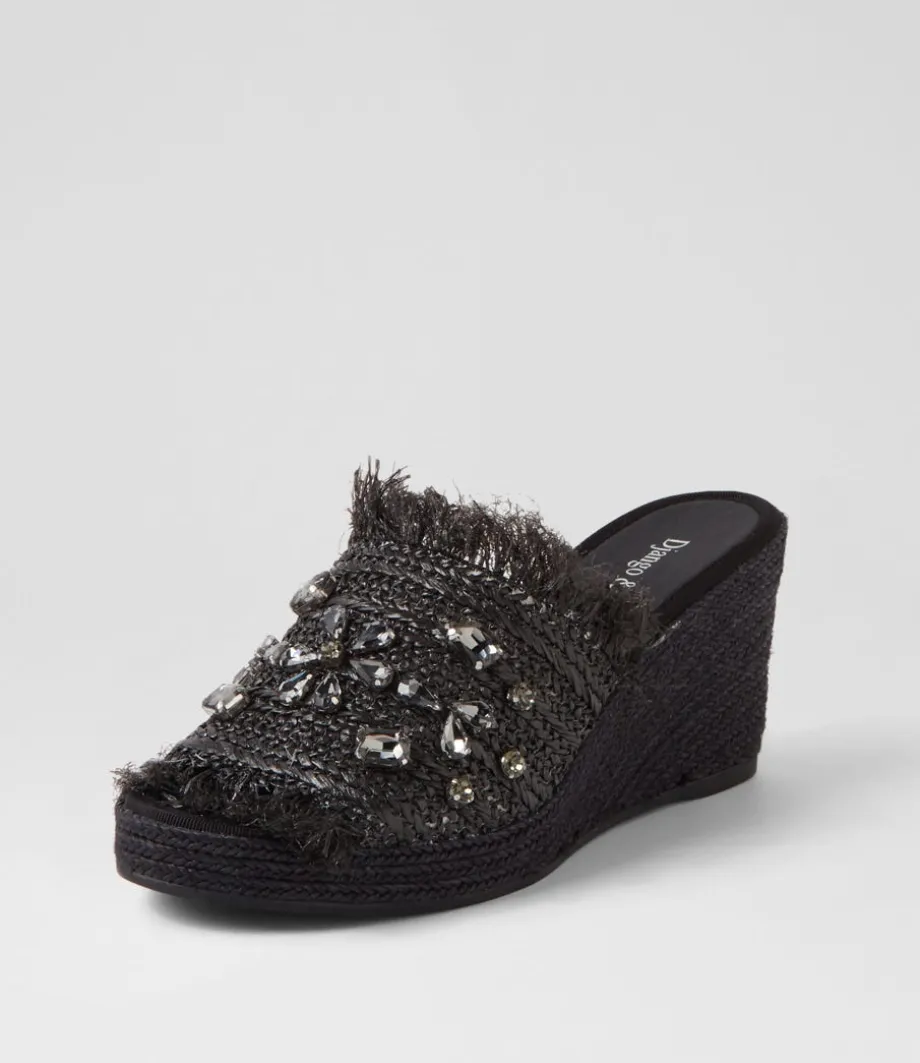 Pitchy Black Synthetic Raffia Espadrilles