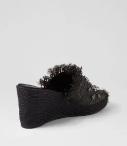 Pitchy Black Synthetic Raffia Espadrilles