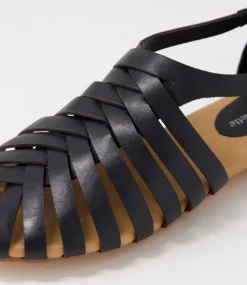 Pleva Black Leather Sandals