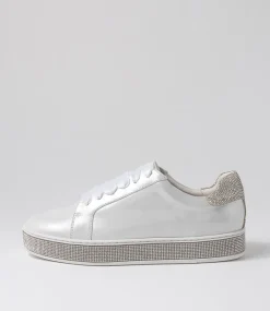 Pluma White Shimmer Silver Leather Jewels Sneakers