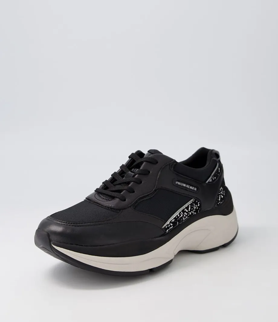 Pro Black Leather Textile Sneakers