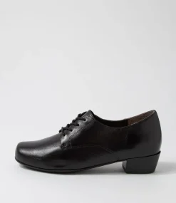 Qessol Xw Black Leather Lace Up Heels