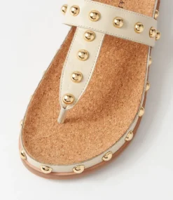 Quell Milk Gold Leather Thongs
