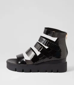 Raafe Black Mirror Leather Sandals