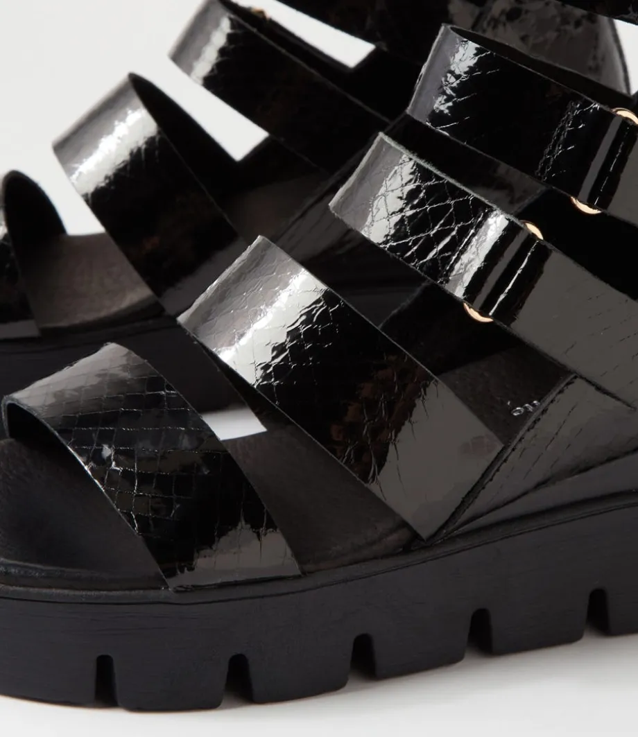 Raafe Black Mirror Leather Sandals