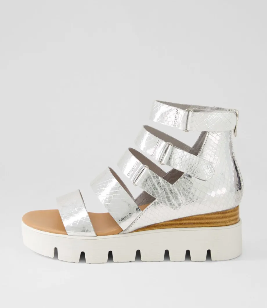 Raafe Silver White Mirror Leather Sandals