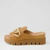 Rablise Dark Tan Light Tan Leather Slides