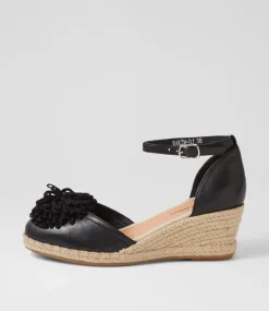 Rakim Black Leather Suede Wedges