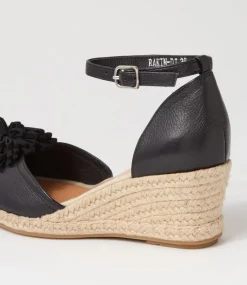 Rakim Black Leather Suede Wedges
