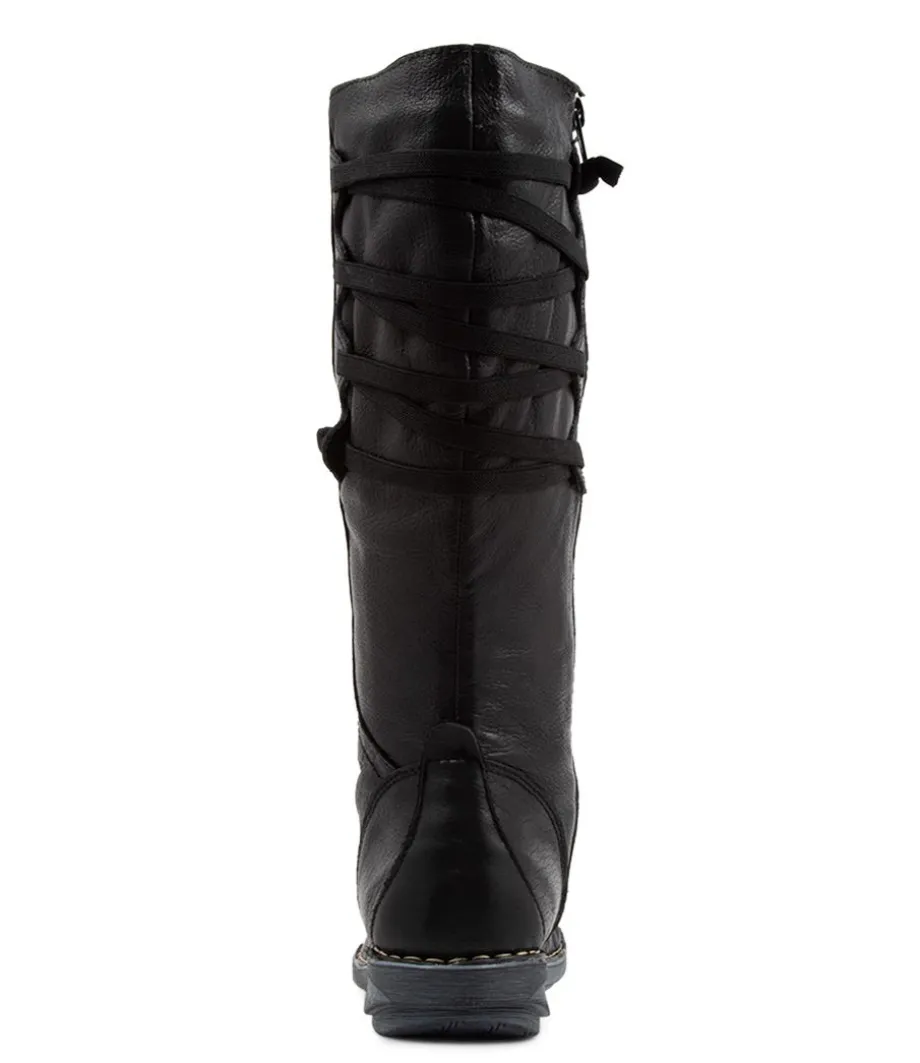 Reece Black Leather Knee High Boots