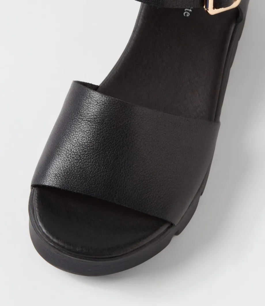 Reesen Black Leather Sandals