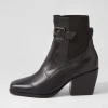 Relsea Black Leather Elastic Chelsea Boots