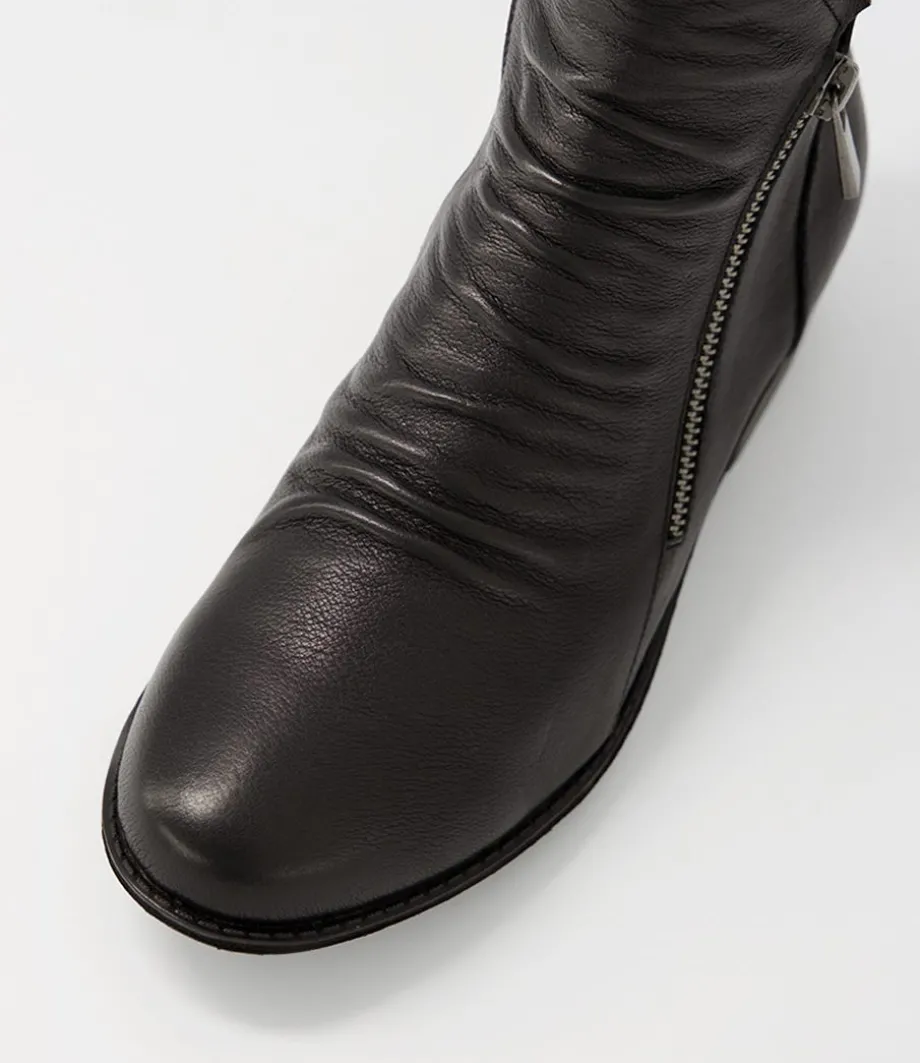 Renu Black Leather Ankle Boots