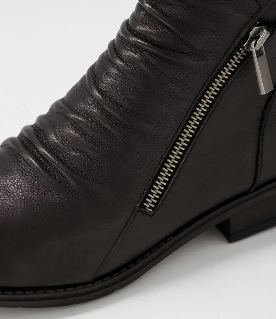 Renu Black Leather Ankle Boots