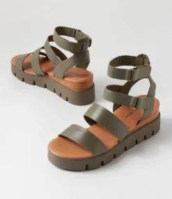 Rhean Olive Leather Sandals