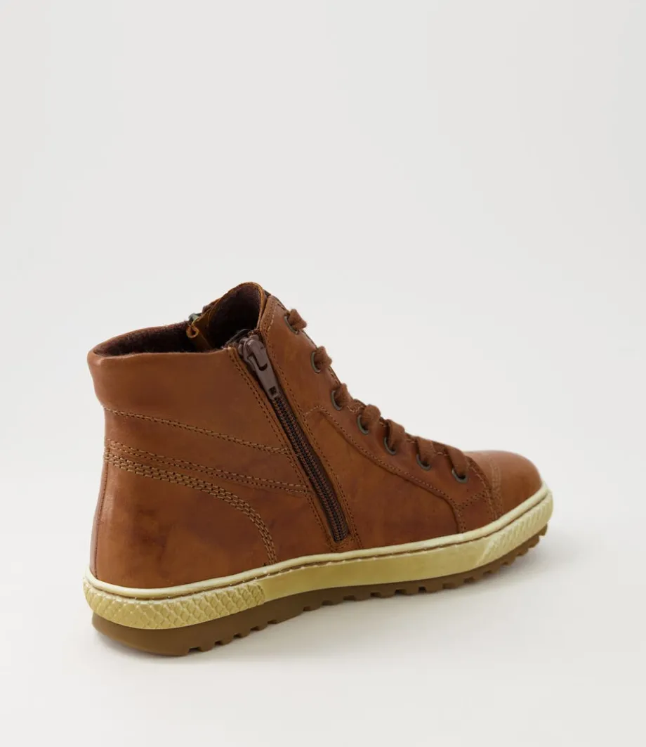 Riley Copper Leather Lace Up Boots