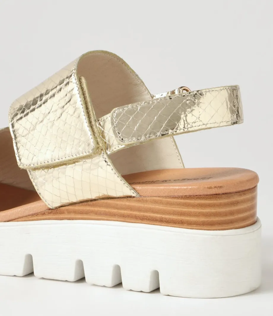 Rillow Gold White Mirror Leather Sandals