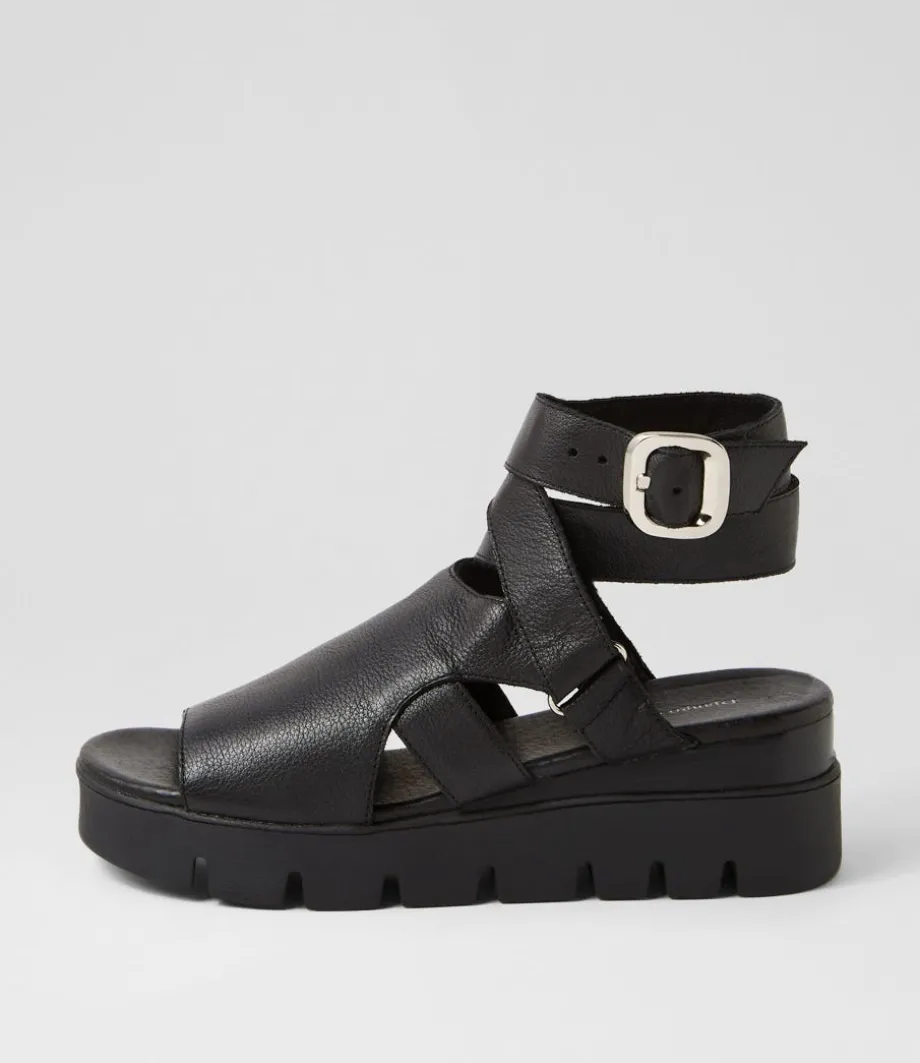 Rimini Black Leather Sandals