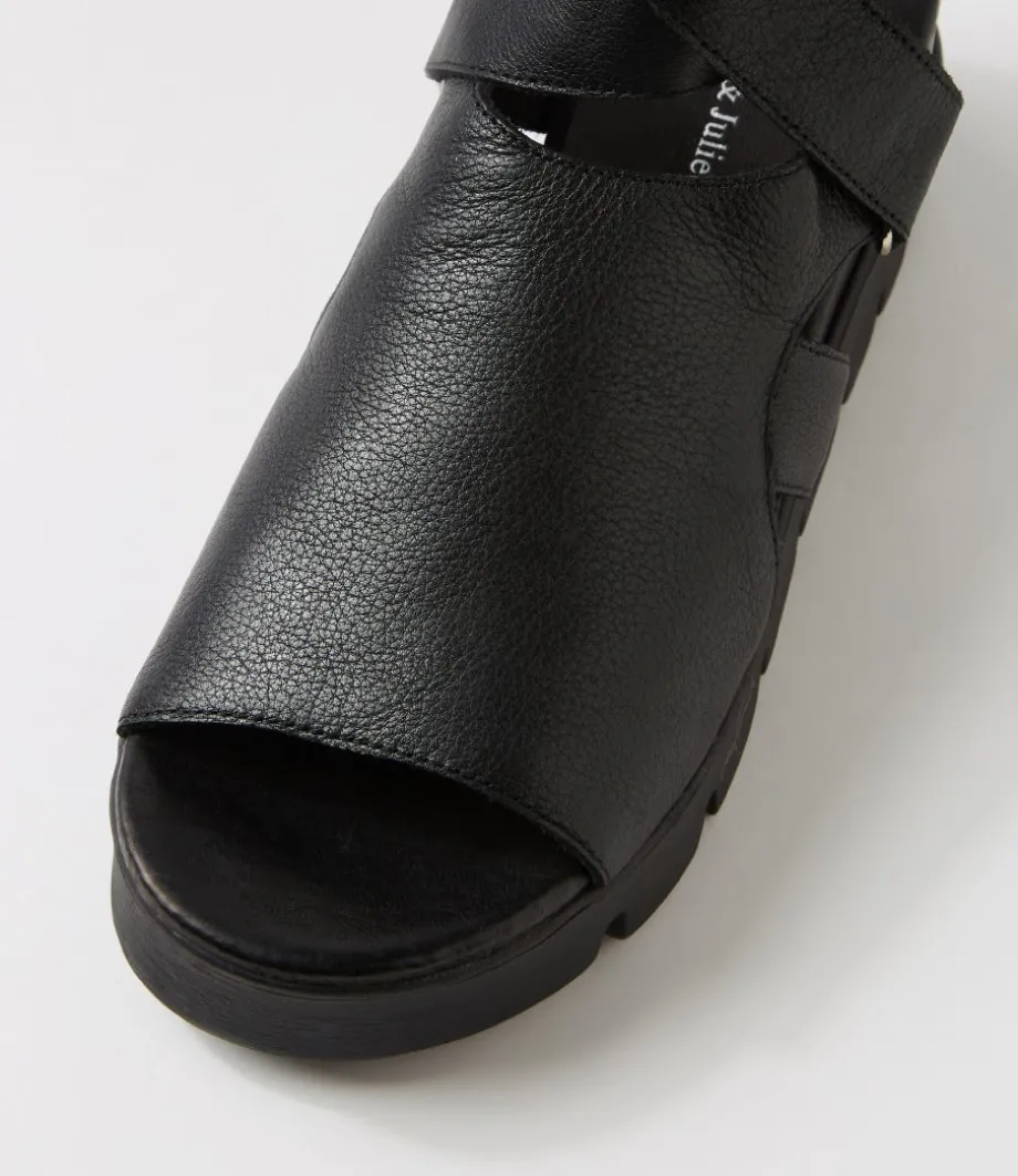Rimini Black Leather Sandals