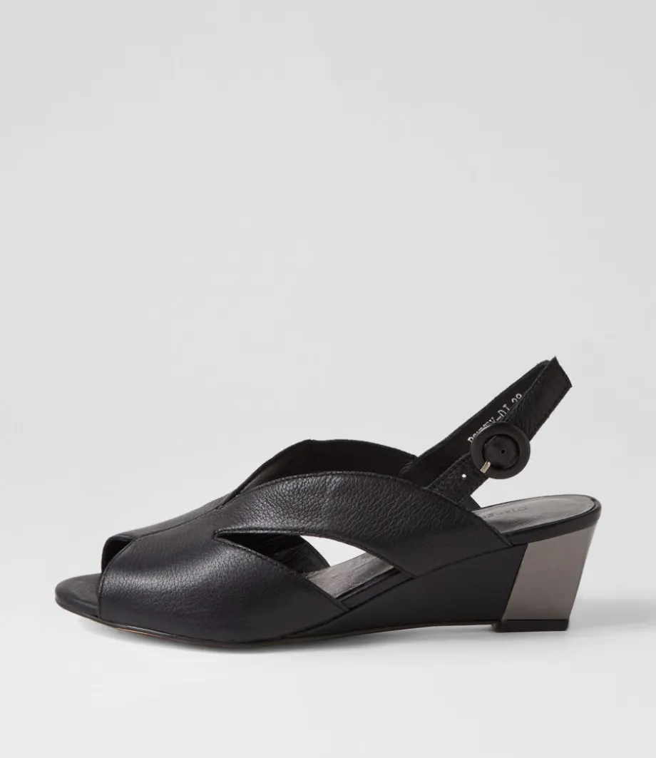 Ronney Black Leather Sandals