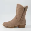 Rudo Taupe Natural Fur Tumble Nubuck Calf Boots