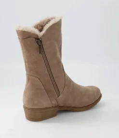 Rudo Taupe Natural Fur Tumble Nubuck Calf Boots