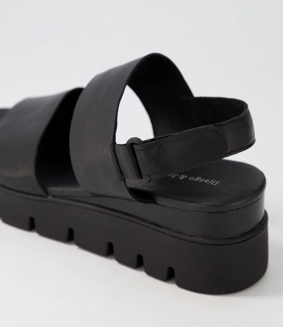 Runar Black Leather Sandals