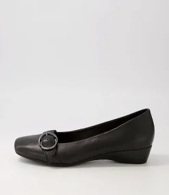Ryan Black Leather Heels