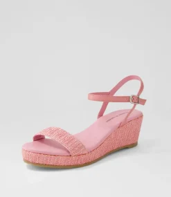 Sable Pink Synthetic Raffia Leather Espadrilles