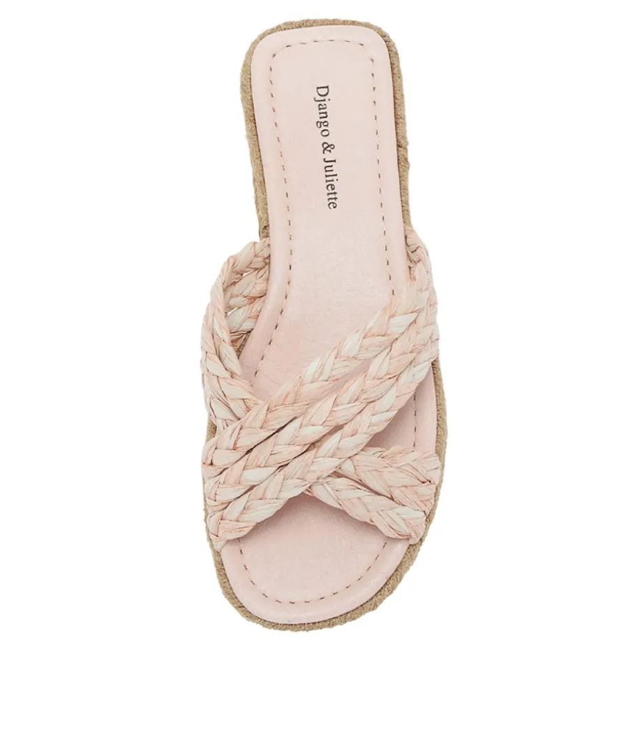 Saffad Peach Syn Raffia Espadrilles